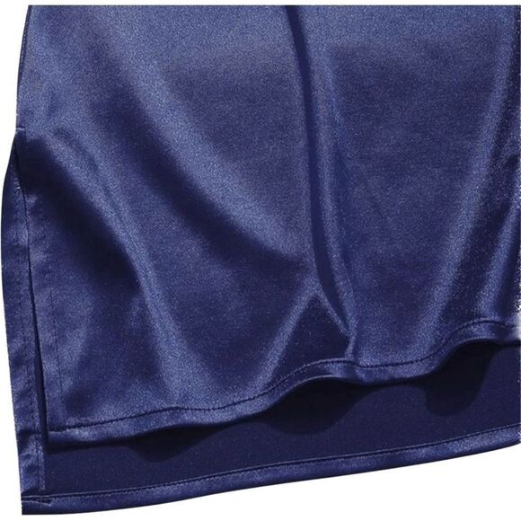 Small Satin Sleeveless Mini Dress with side slit. - Picture 3 of 5